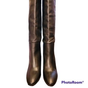 NWT Zara Bootie 38 Tall Black Front just above Knee (33" Ground to Top Front)